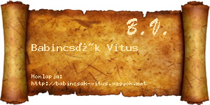 Babincsák Vitus névjegykártya